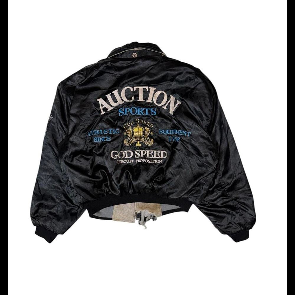 Cropped black‎ bomber jacket with